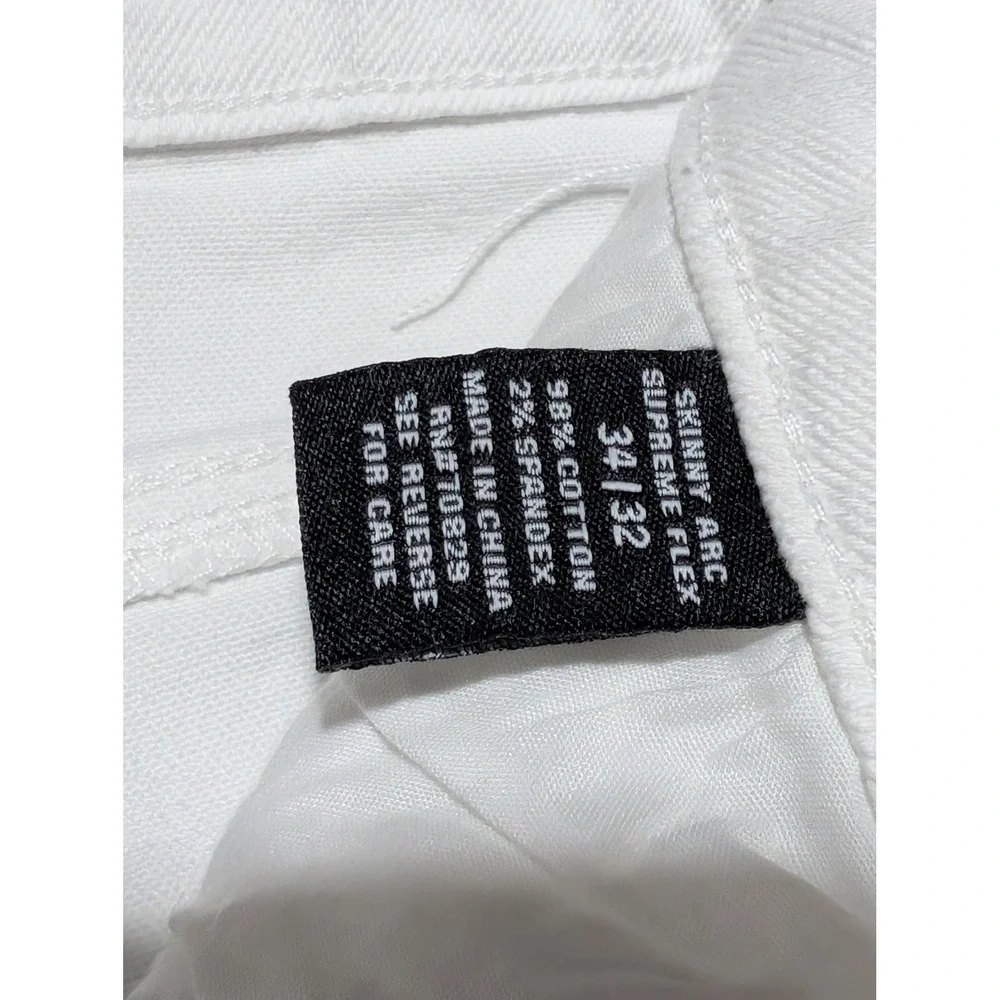 rue21 Jeans Mens 34x32 White Skinny Arc Supreme Flex Distressed Moto Ripped